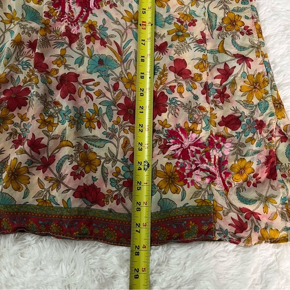 KC Signatures Women L Colorful Silk Crochet Hippie Bohemian Festival Henley Top - Picture 13 of 14